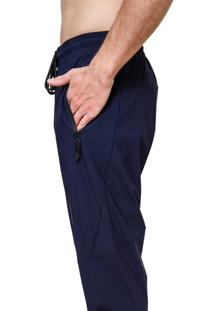 Wearics Men's Gym Running Trousers Workout Jogger Sweatpants with Zipper Pockets Navy Blue