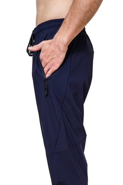 Wearics Men's Gym Running Trousers Workout Jogger Sweatpants with Zipper Pockets Navy Blue