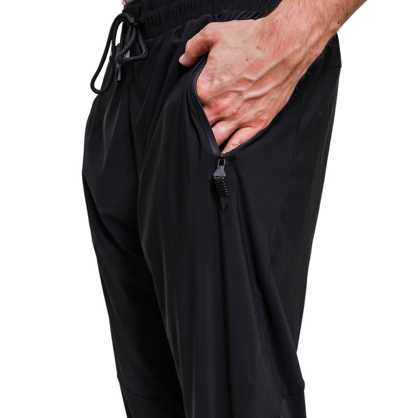 Wearics Men's Gym Running Trousers Workout Jogger Sweatpants with Zipper Pockets Black