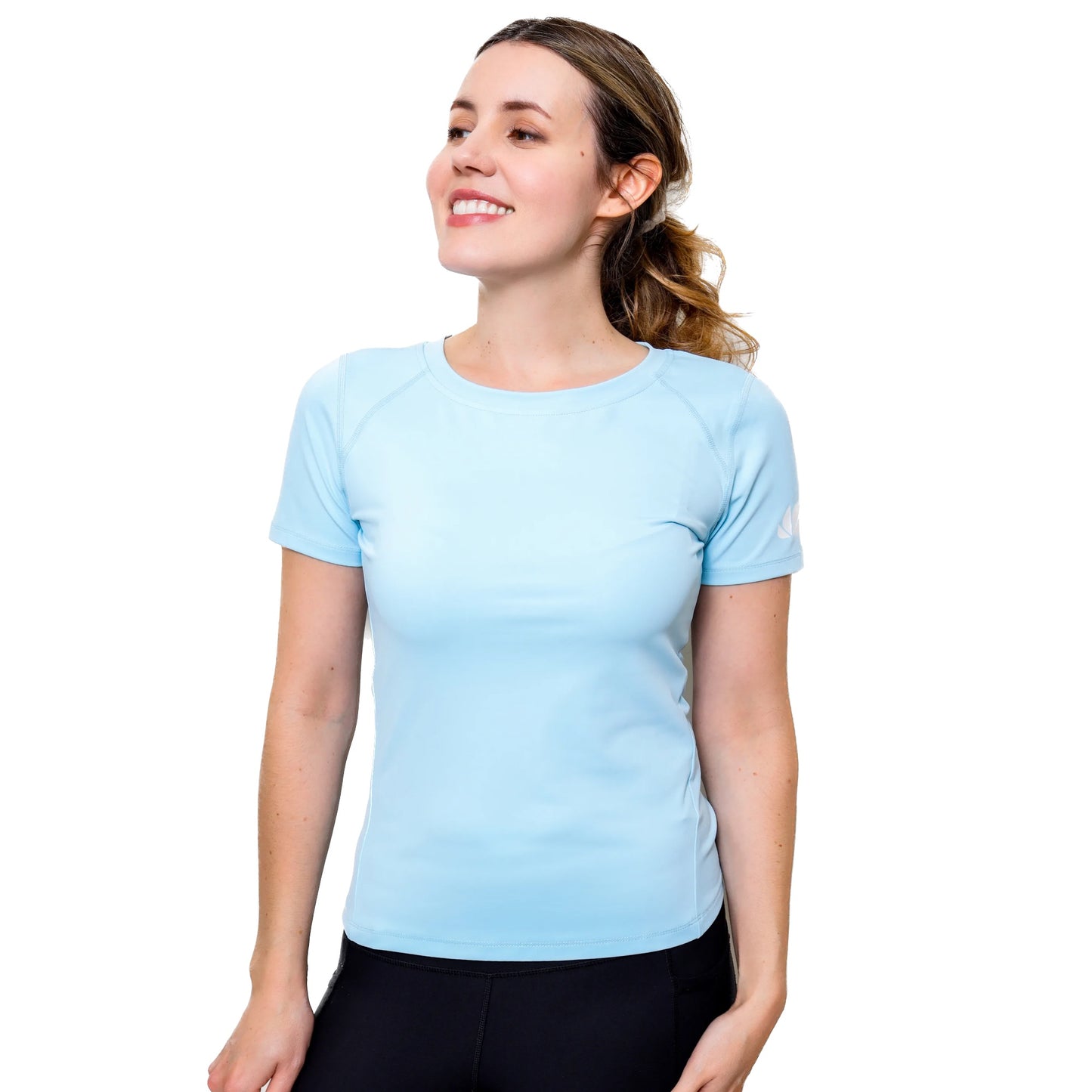 Womens Athletic Gym Stretchable T-Shirt Blue