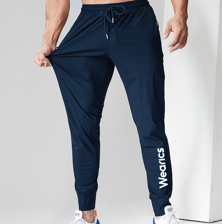 Wearics Men's Gym Running Trousers Workout Jogger Sweatpants with Zipper Pockets Navy Blue