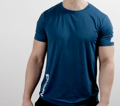 Mens Athletic Gym Stretchable T-Shirt Blue